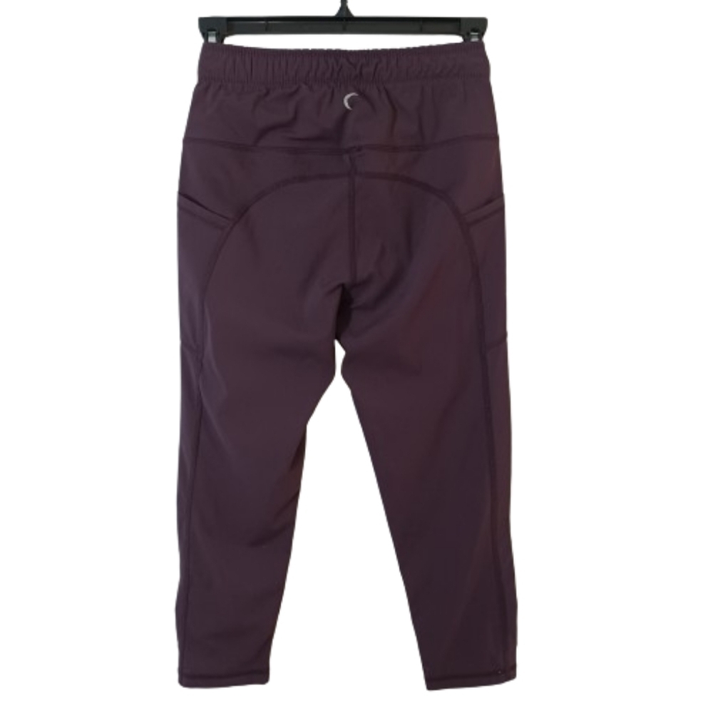 ZYIA ACTIVE High Waisted Cropped Joggers Activewear Sport Leggings Burgundy Fig